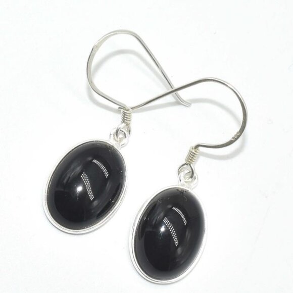 Sterling Silver Black Onyx Hand Made Earrings - Picture 3 of 3